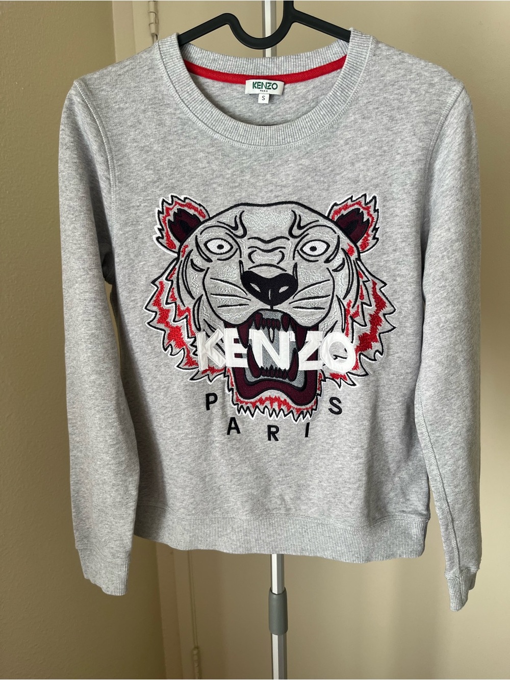 KENZO Paris Tiger Embroidered Crewneck Sweatshirt Gray Size S